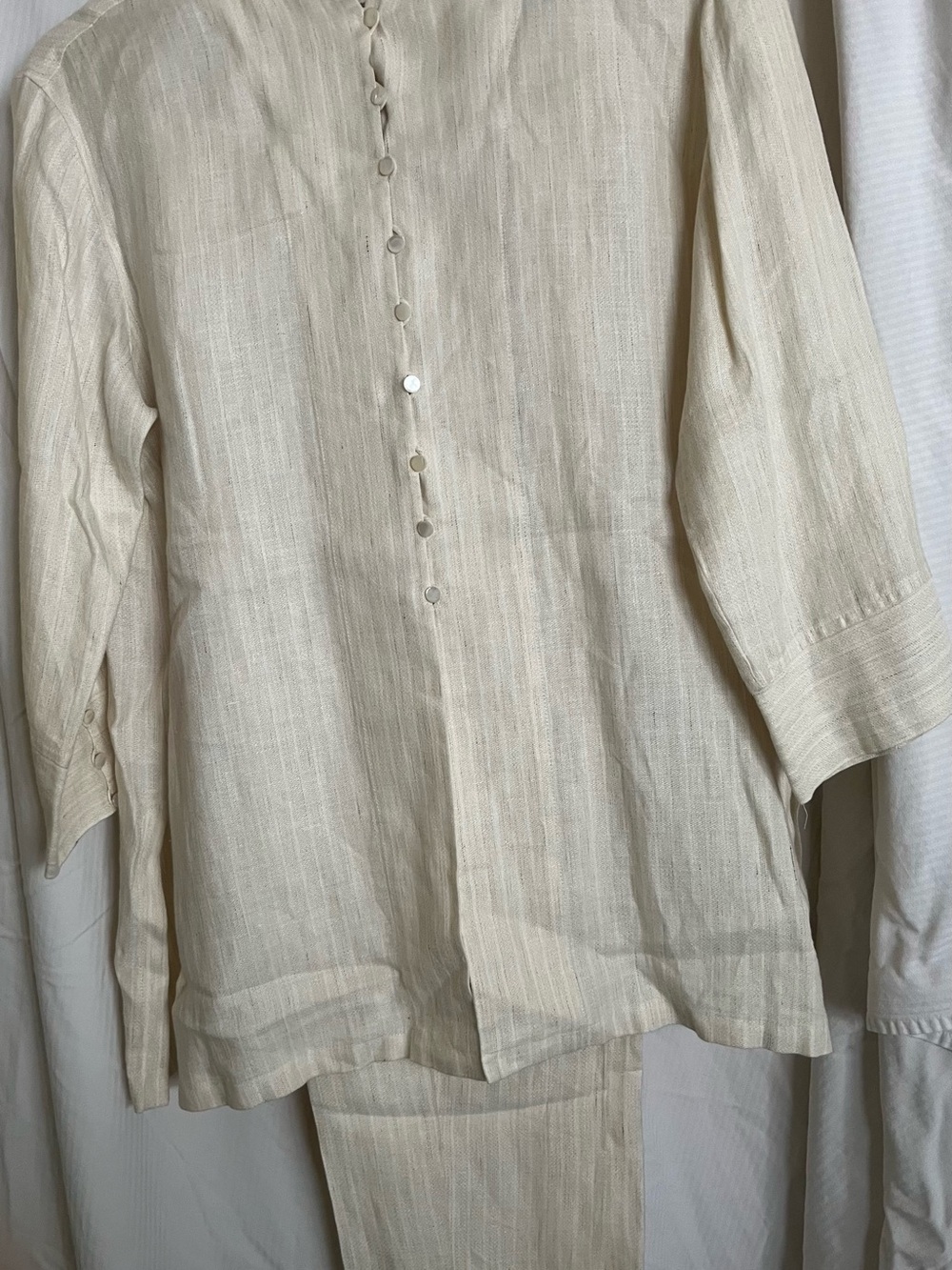 Joseph Abboud for Women Cream Linen Blend Pantsuit Set